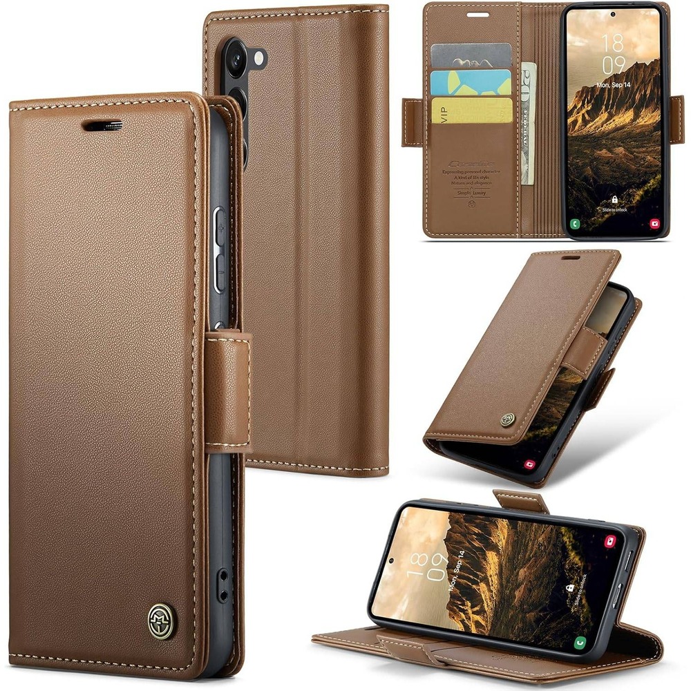 CaseMe Samsung Galaxy S23/S24 Wallet Case RFID Blocking Card Holder Brown‎